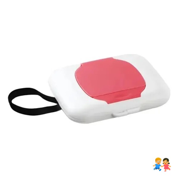 Porta Toallas Húmedas Portátil Para Niños Rosado Dispensador
