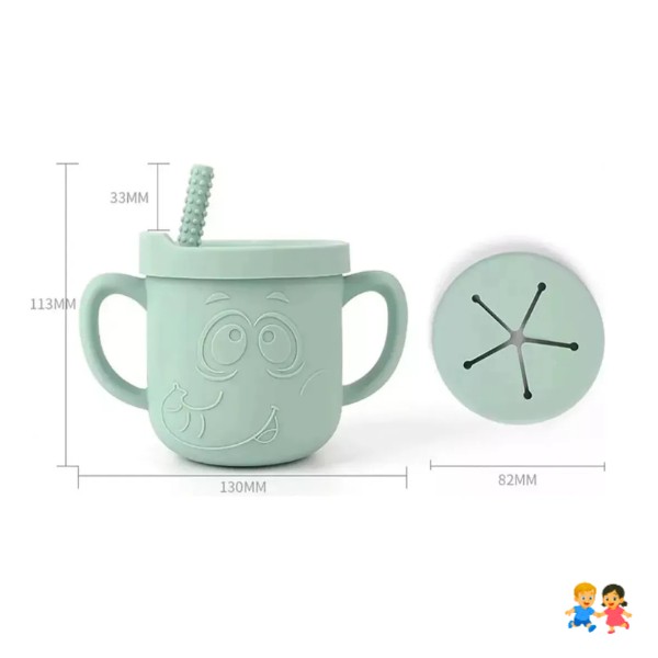 Vaso Silicona Bombilla Con Asa Elefante Bebé