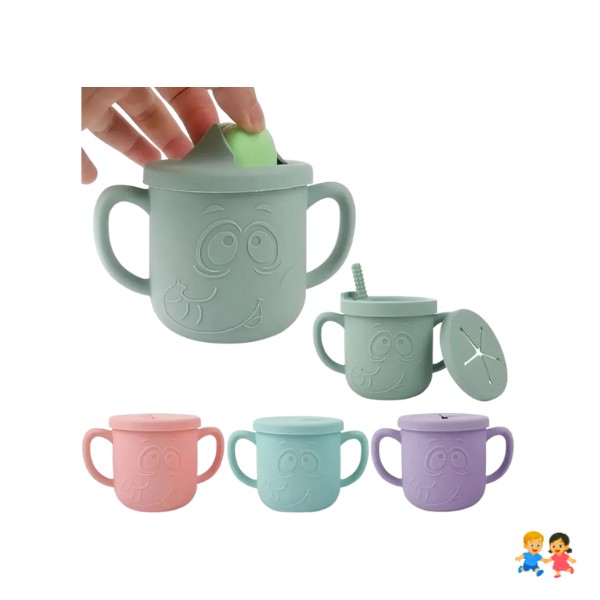 Vaso Silicona Bombilla Con Asa Elefante Bebé