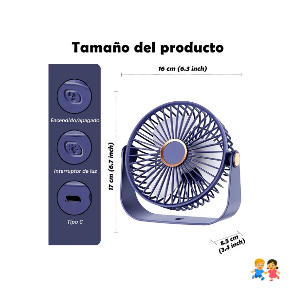 Ventilador Escritorio Usb Mini Recargable Ajustable Silencioso