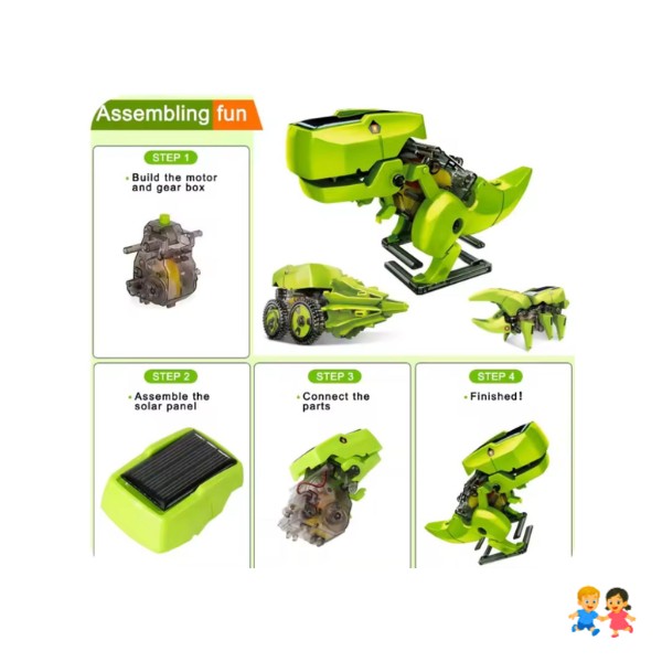 Robot Solar Armable 3 en 1 Ensamblaje Dinosaurio
