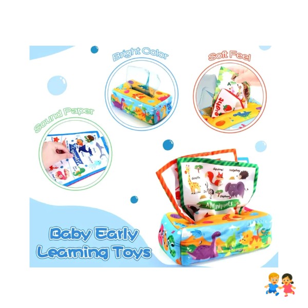 Caja De Pañuelos Montessori Didáctico Sensorial Para Bebés