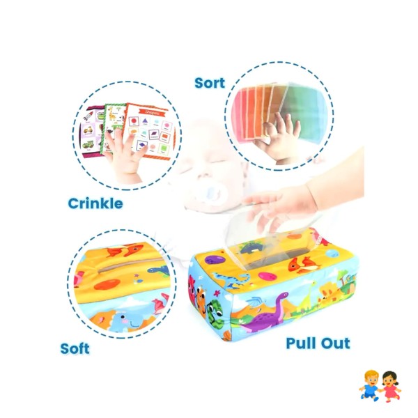 Caja De Pañuelos Montessori Didáctico Sensorial Para Bebés