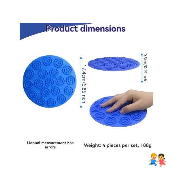 Discos Sensoriales Antideslizantes 17cm Set x4 Estimulación Sensorial Niños