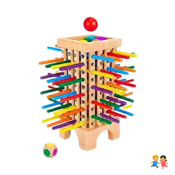 Juego De Mesa Montessori Habilidades Motoras Torre De Palitos De Colores