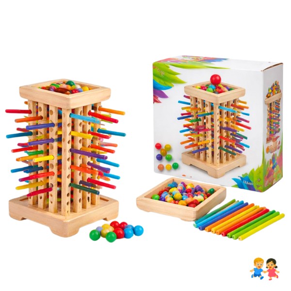 Juego De Mesa Montessori Habilidades Motoras Torre De Palitos De Colores