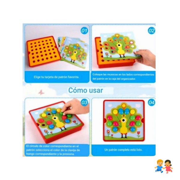 Juego Didáctico Botones Montessori Niños 3 Motricidad Fina 46 Pcs