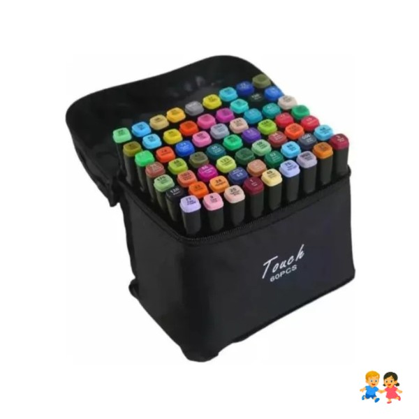 Set Profesional De Marcadores Plumones Doble Punta 60 Pcs