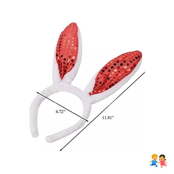 Cintillo Orejas Conejo Lentejuelas Cotillón Conejito Pascua