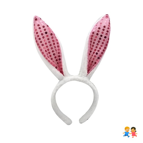 Cintillo Orejas Conejo Lentejuelas Cotillón Conejito Pascua