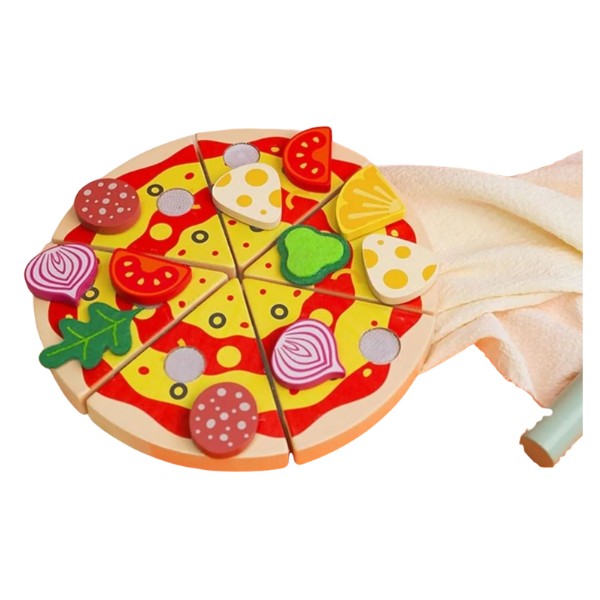 Pizza Armar Y Cortar Juguete Madera Didáctico