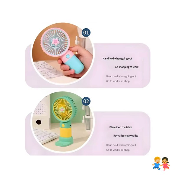 Ventilador De Mano Escritorio Recargable Portátil