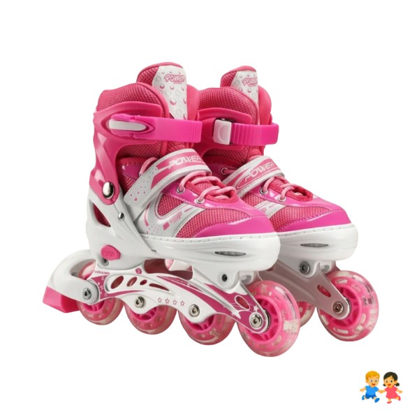 Patines Lineales Ajustables Con Luz + Kit Protección