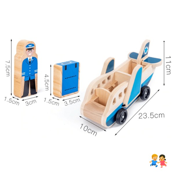 Avión de Madera Didáctico Montessori Niños 2-4 Años