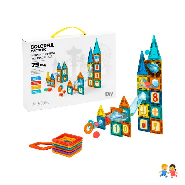 Juego Bloques Magnéticos Construccion 73 Piezas Tobogan