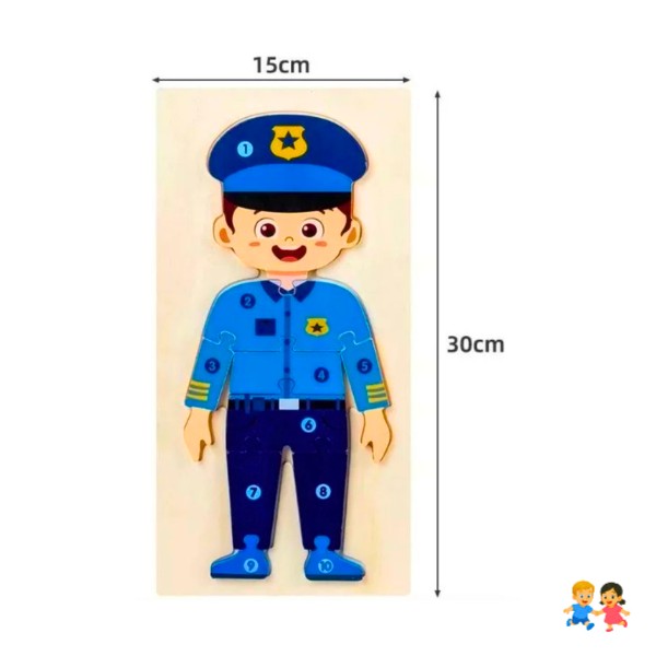 Rompecabezas 3d de madera para niños rol de profesiones