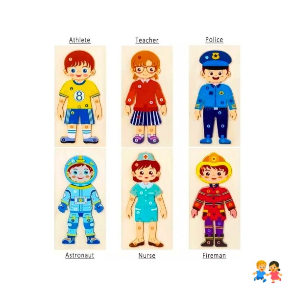 Rompecabezas 3d de madera para niños rol de profesiones
