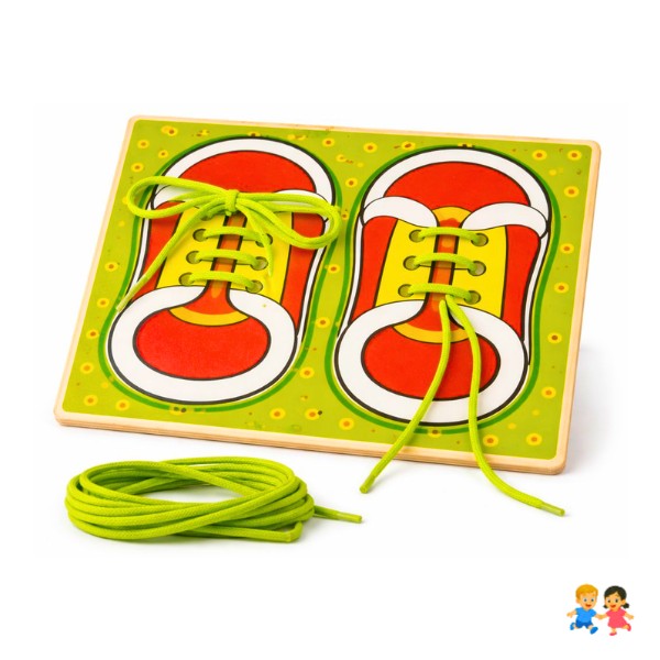 Zapato Didáctico Madera Aprender Amarrar Cordones
