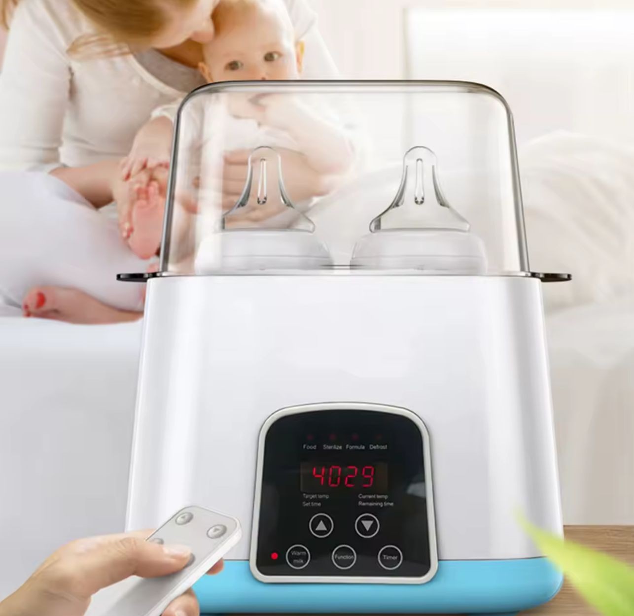 Calentador Esterilizador 4 Mamaderas 6 En 1 Control Remoto