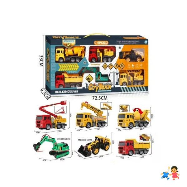 Set de 6 Camiones de Construcción de Juguete