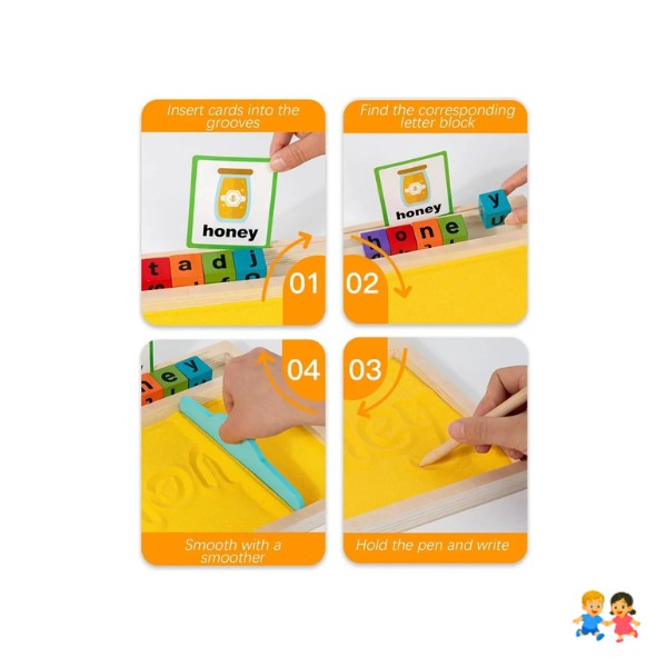 Caja Sensorial Arena Tarjetas Educativas Letras y Números