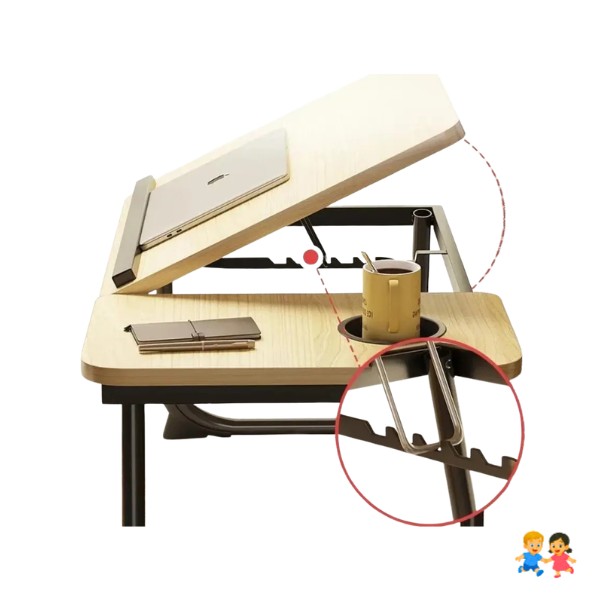 Mesa Portátil Plegable Ajustable Madera Acero 55x32cm