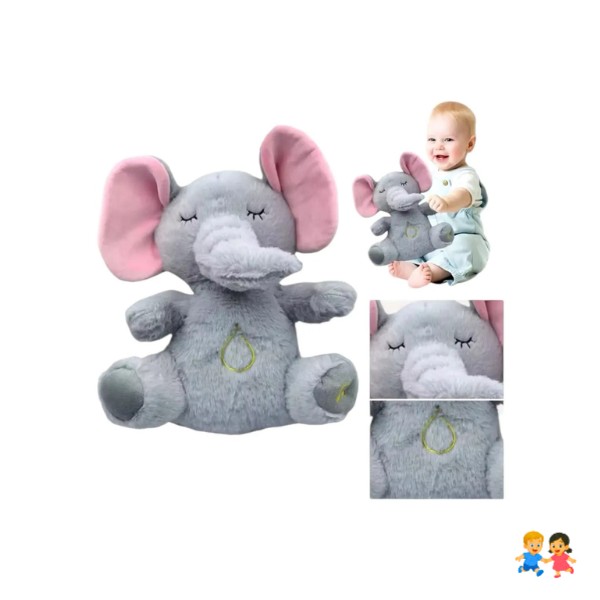 Peluche Realista Elefante Bebe Estimulacion Sensorial Sonido