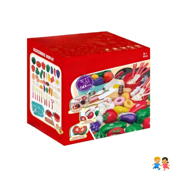 Juguete Canasto De Frutas Y Verduras Con 50pzs