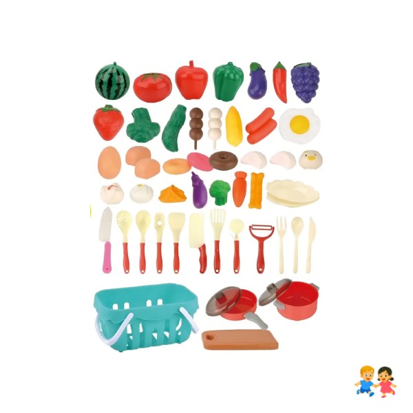 Juguete Canasto De Frutas Y Verduras Con 50pzs