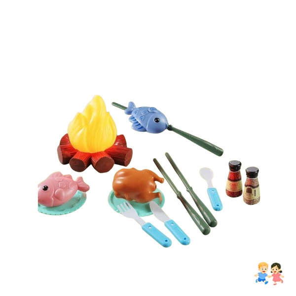Set Camping Infantil Juguete Con Fogata Y Accesorios