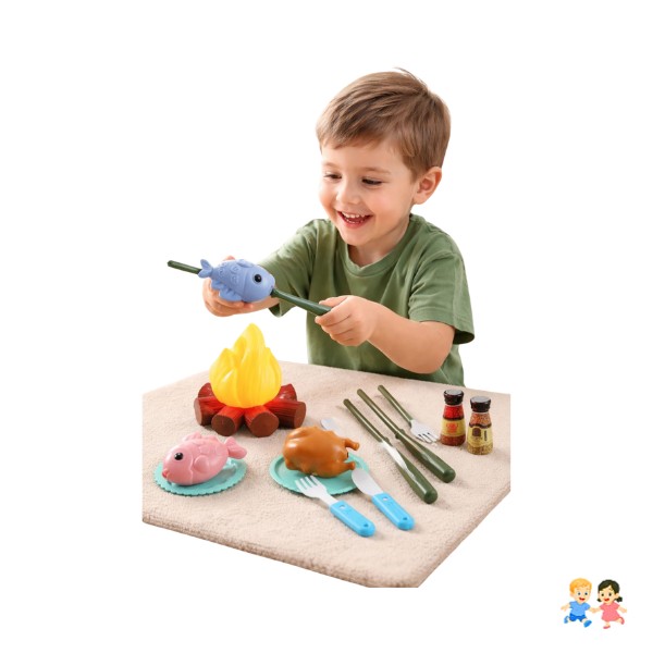 Set Camping Infantil Juguete Con Fogata Y Accesorios
