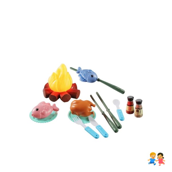 Set Camping Infantil Juguete Con Fogata Y Accesorios