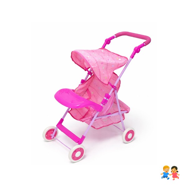 Coche Para Muñecas Plegable Rosado Con Canasto