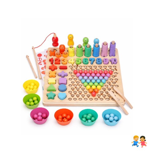 Juego Educativo Madera Números Colores Niños Didáctico