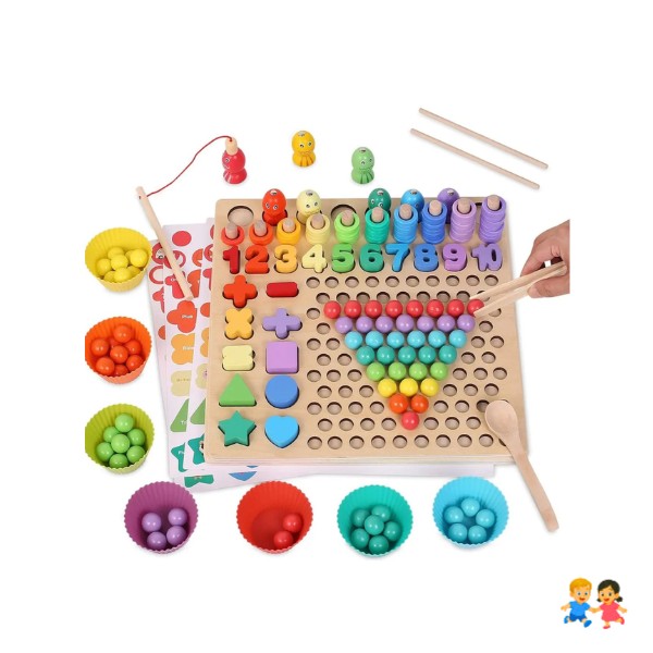 Juego Educativo Madera Números Colores Niños Didáctico