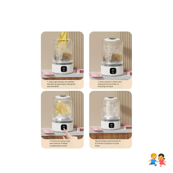 Mini Lavarropas Portátil Carga Superior Ropa Bebé Diseño Camping Viaje