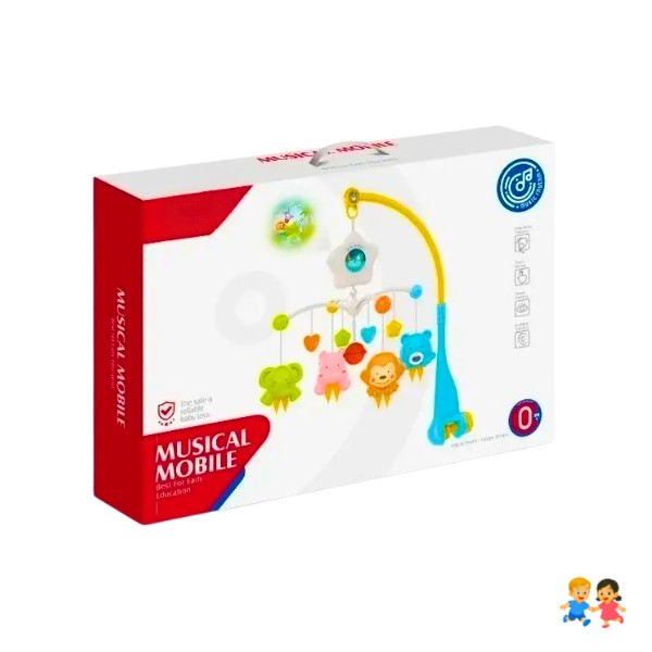 Movil Musical Bebe Cuna Proyector Sonajero Luz Sonido Giratorio