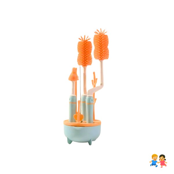 Set De Cepillos De Silicona Limpiador Mamaderas Escurridor
