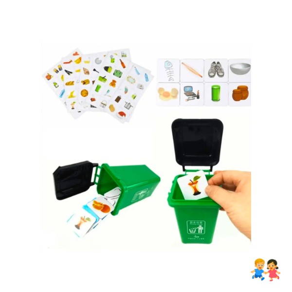 Juego Educativo Clasificación De Basura Con 4 Botes Tarjetas