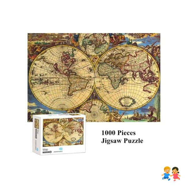 Rompecabezas de 1000 Piezas Mapa Del Mundo Antiguo 70x50cm Adecuado Para Adultos y Niños