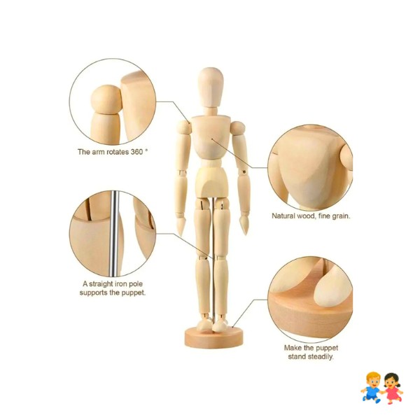 Maniquí Articulado De Madera (figura Humana 30 Cm -unisex)