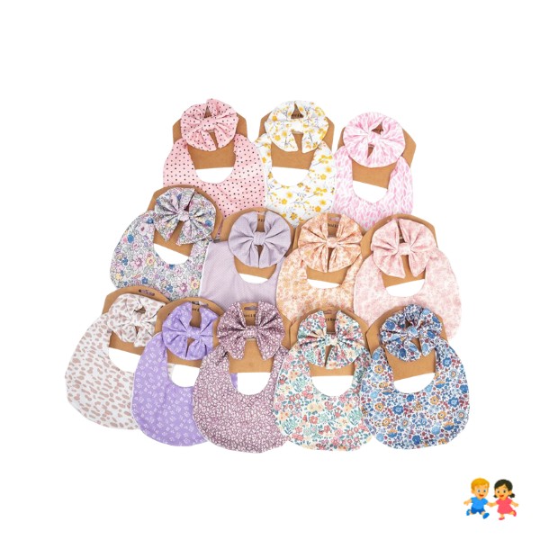 Set Regalo Bebé Niña Babero + Cintillos Algodón Colores