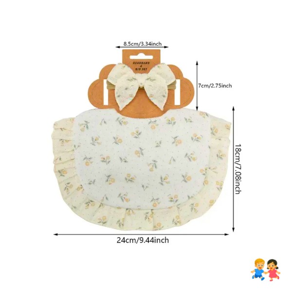Set Regalo Bebé Niña Babero + Cintillos Algodón Colores