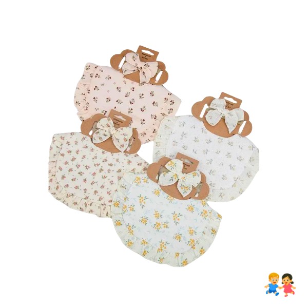 Set Regalo Bebé Niña Babero + Cintillos Algodón Colores