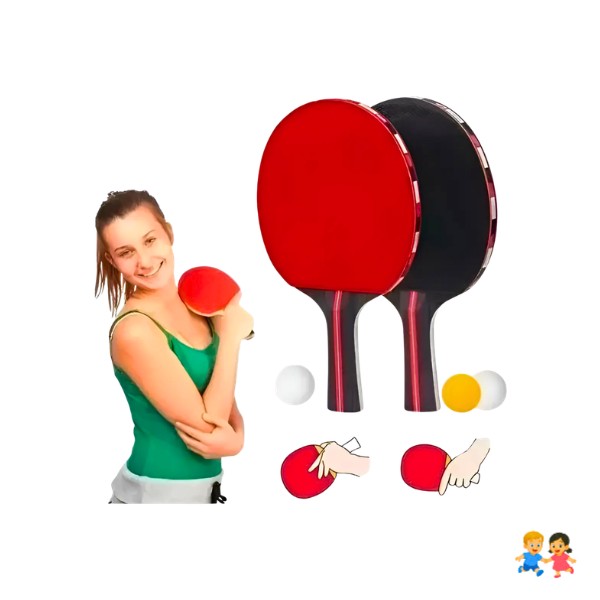 Kit Par De Raquetas De Ping Pong Con 3 Pelotas Práctica