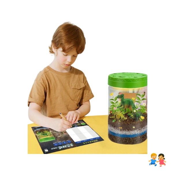 Kit Jardin Dinosaurio Con Luz Led Y Plantas Para Niños Educativo