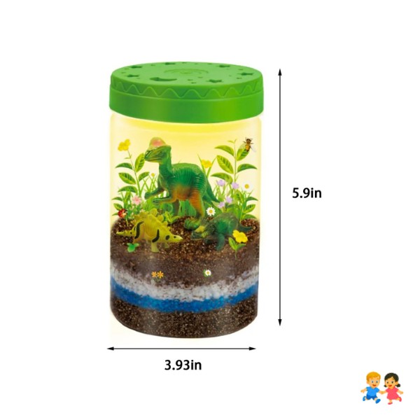 Kit Jardin Dinosaurio Con Luz Led Y Plantas Para Niños Educativo