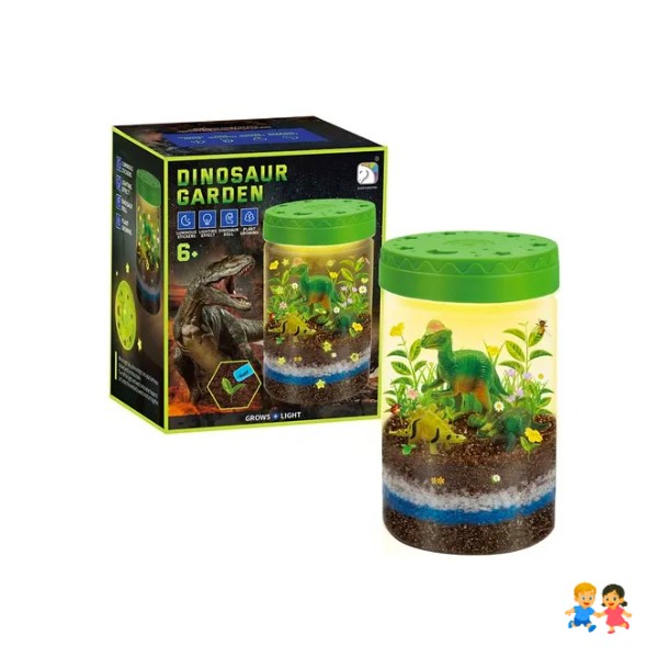 Kit Jardin Dinosaurio Con Luz Led Y Plantas Para Niños Educativo