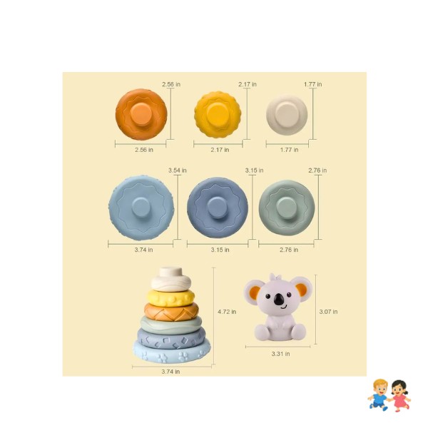 Torre Apilable Sensorial Koala Para Bebés  Juego Educativo
