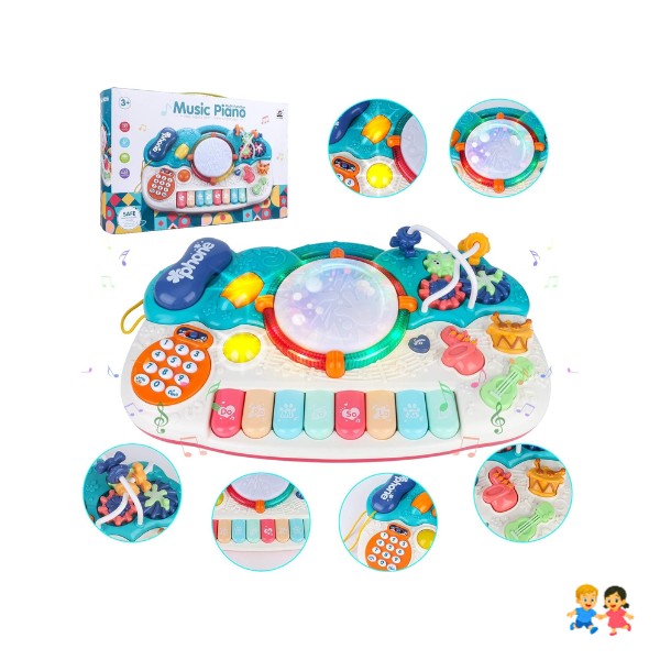 Piano Musical Didáctico Bebé Multifuncional Luces Sonidos Juguete Educativo Infantil